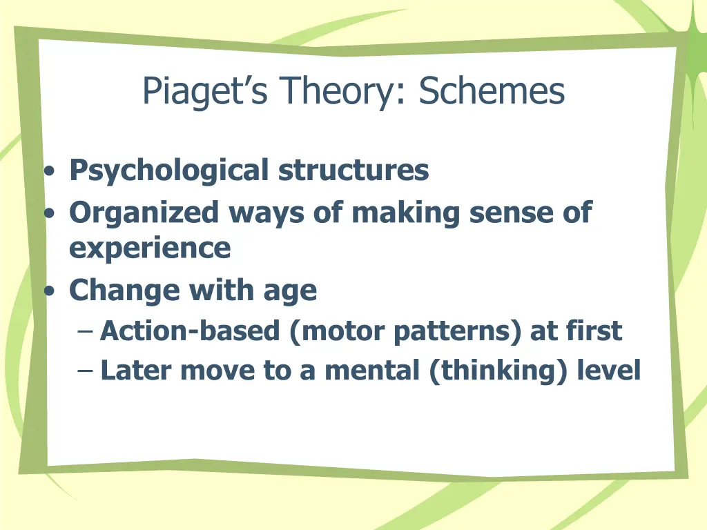 piaget s theory schemes