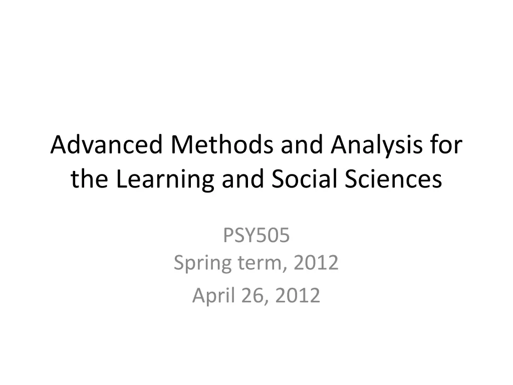 advanced methods and analysis for the learning