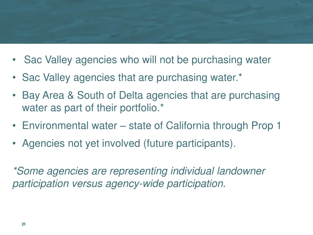 sac valley agencies who will not be purchasing