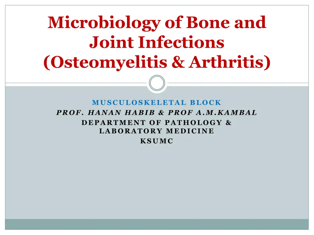 microbiology of bone and joint infections