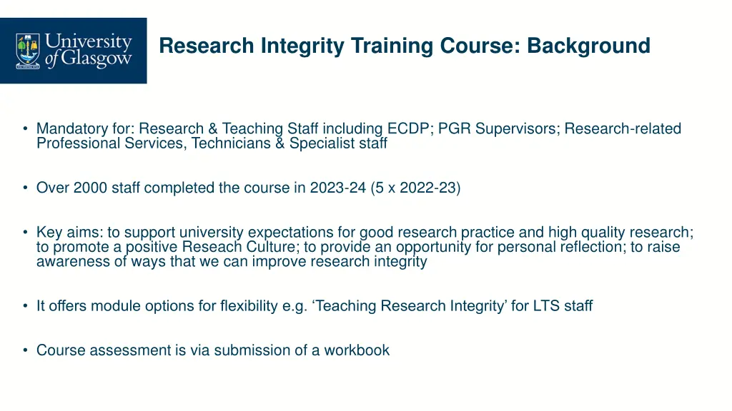 research integrity training course background