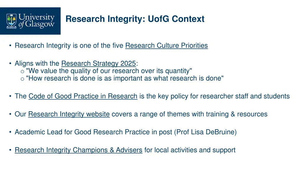 research integrity uofg context