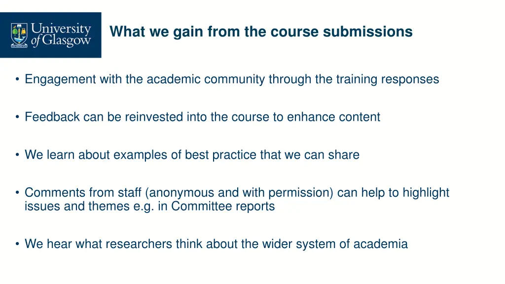 what we gain from the course submissions