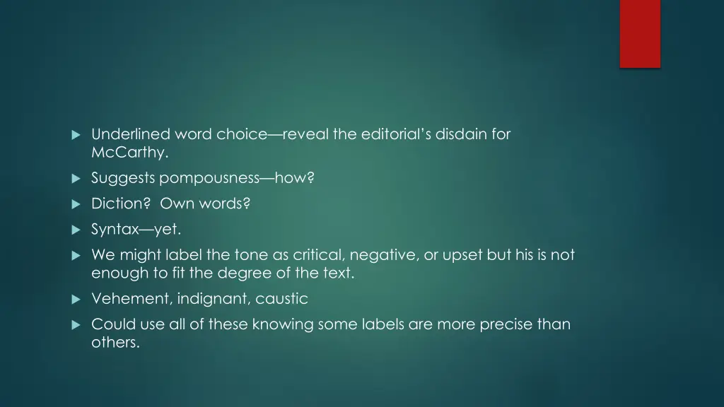 underlined word choice reveal the editorial