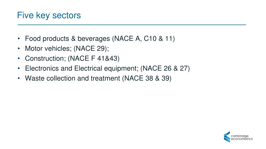 five key sectors