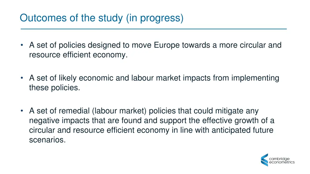 outcomes of the study in progress