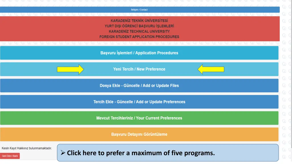 click here to prefer a maximum of five programs