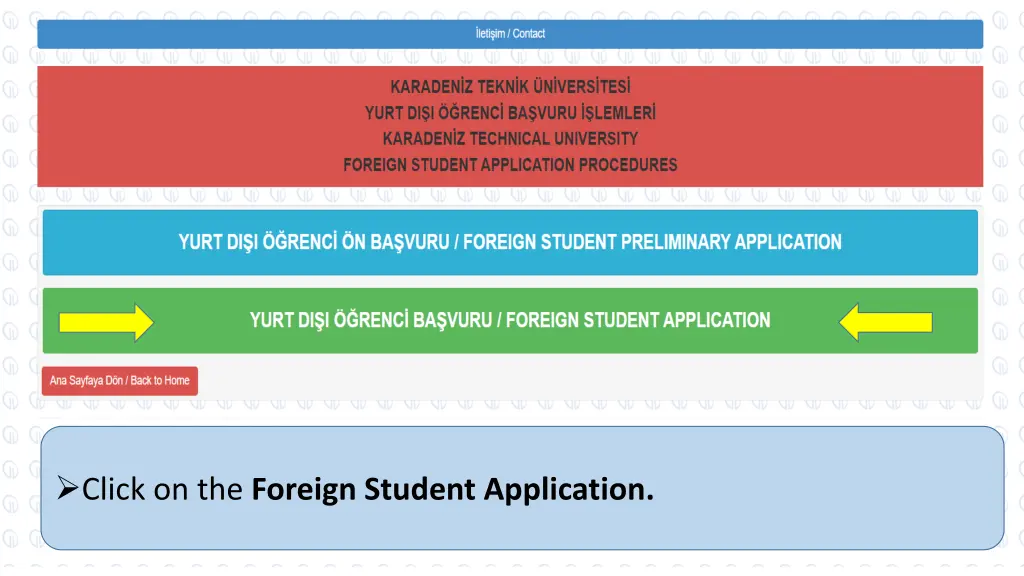 click on the foreign student application