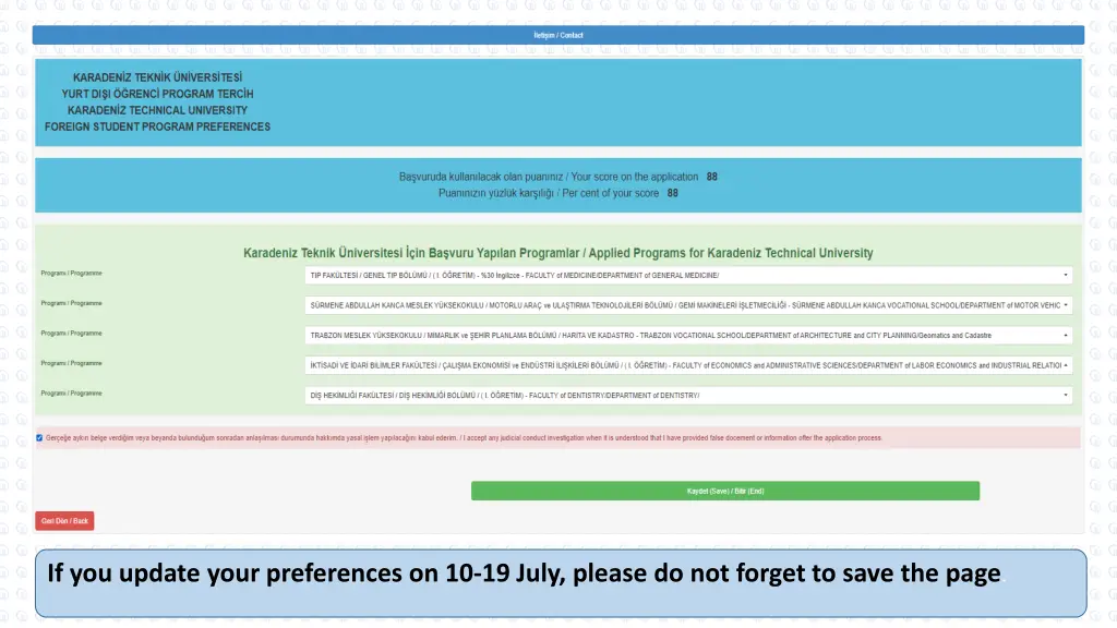 if you update your preferences on 10 19 july
