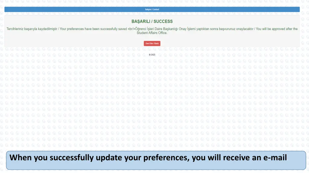 when you successfully update your preferences