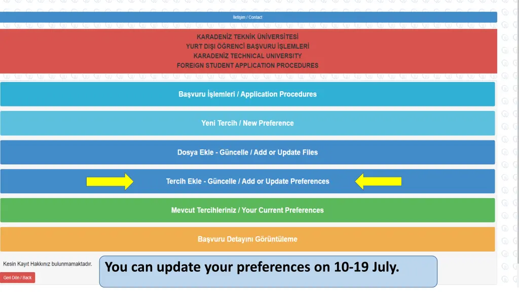 you can update your preferences on 10 19 july