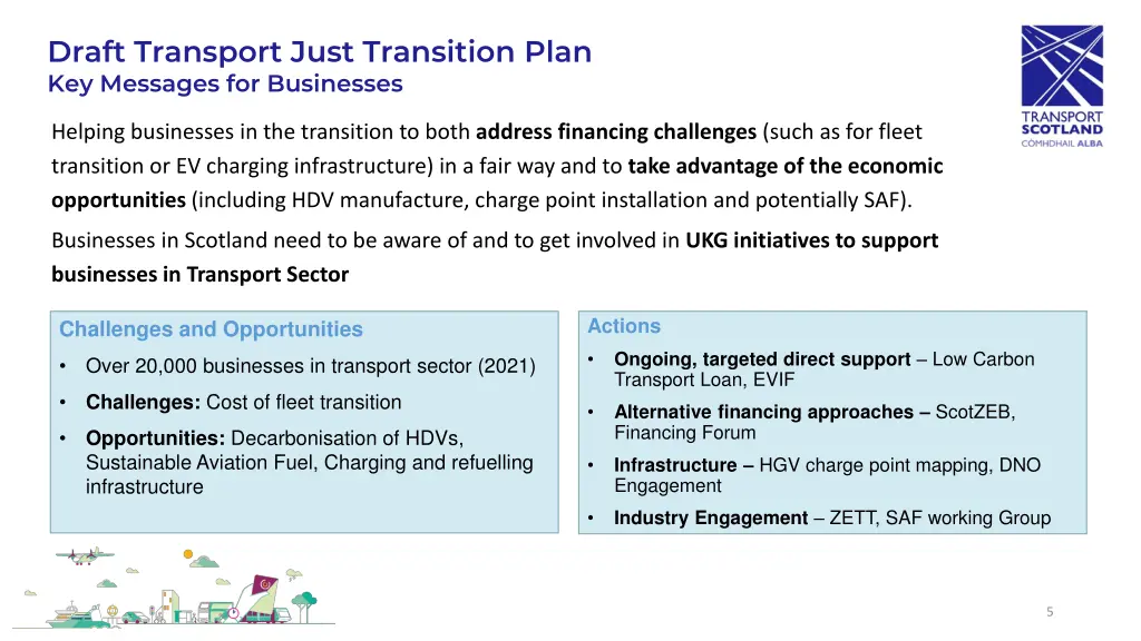 draft transport just transition plan key messages 1