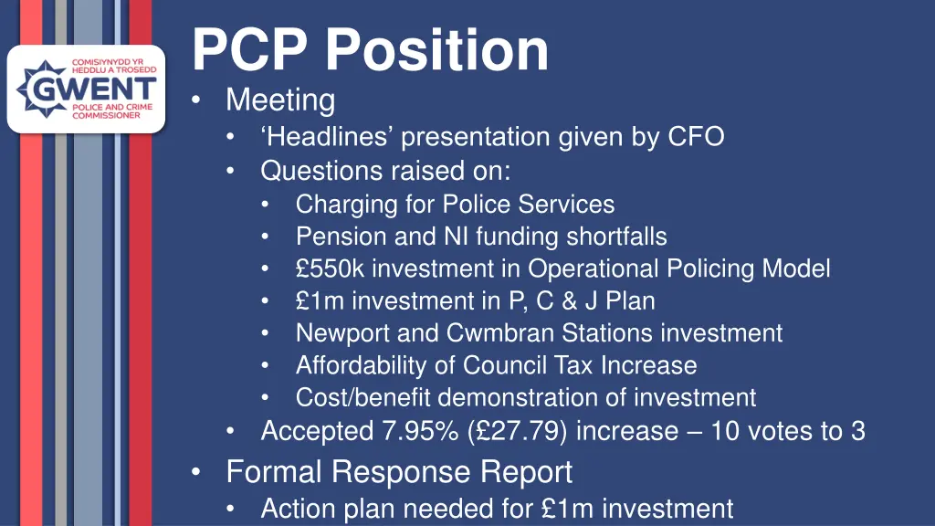 pcp position meeting headlines presentation given