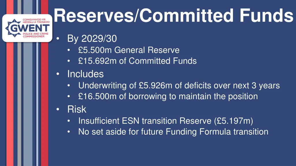 reserves committed funds