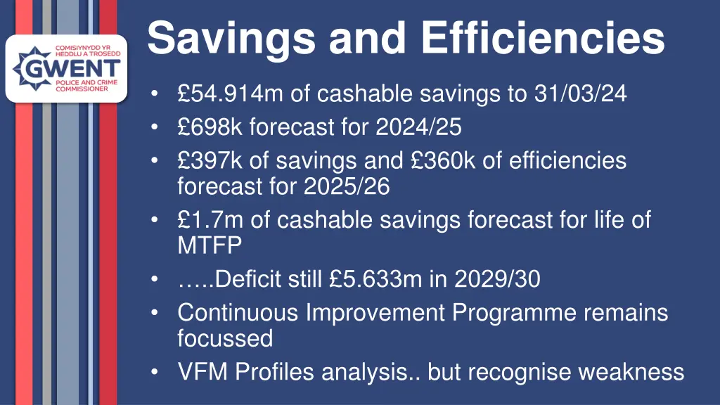 savings and efficiencies