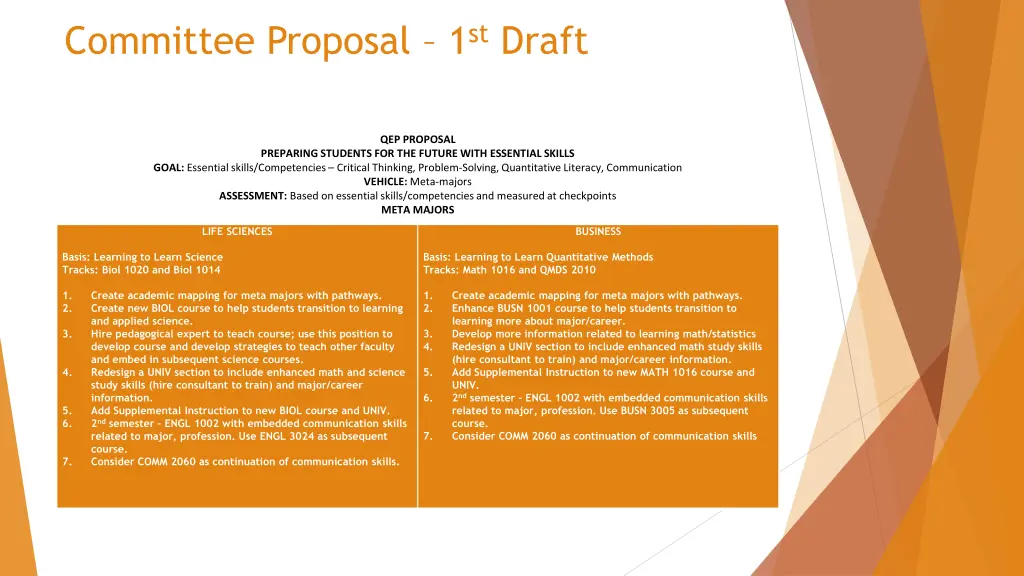 committee proposal 1 st draft