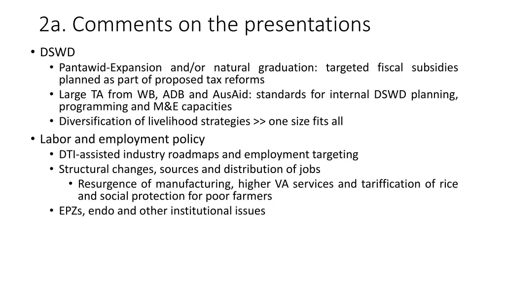 2a comments on the presentations dswd pantawid