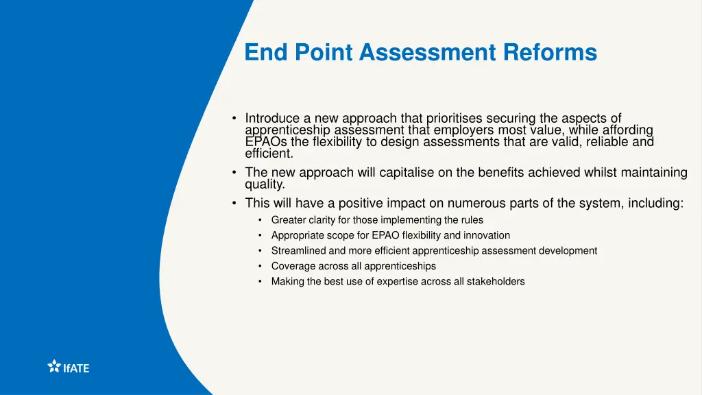 end point assessment reforms
