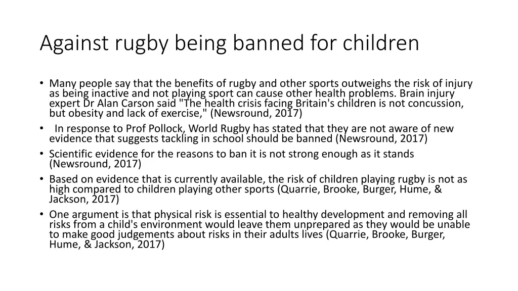 against rugby being banned for children