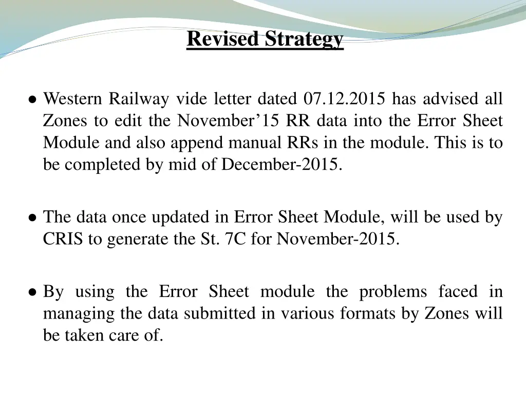 revised strategy