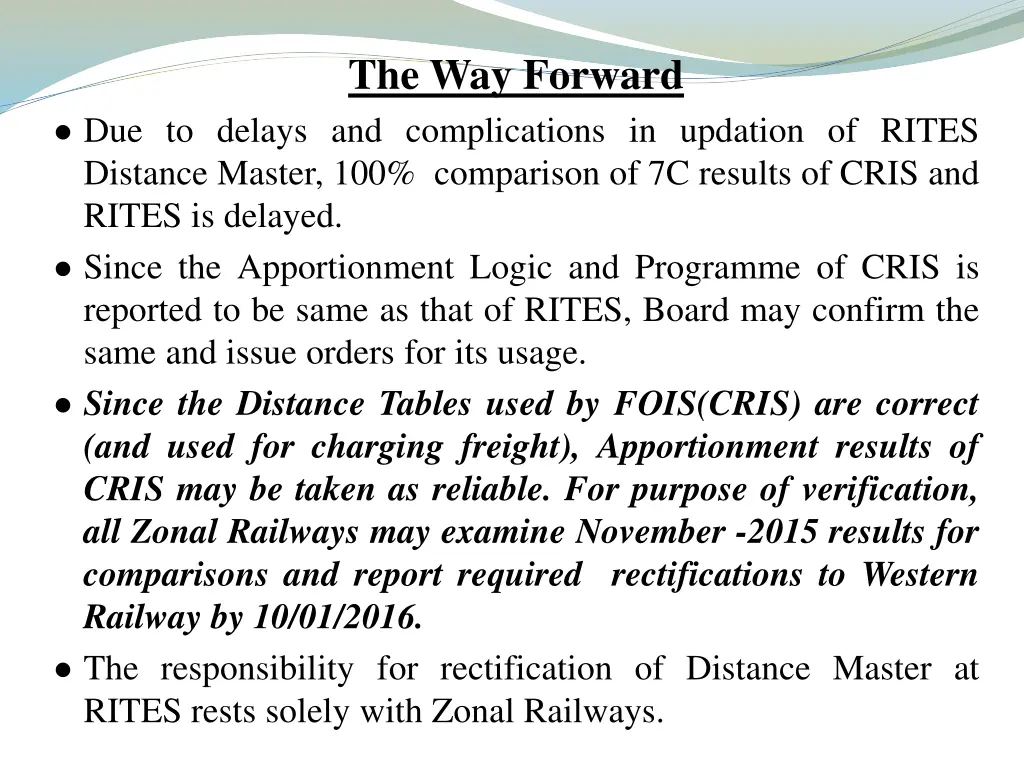 the way forward