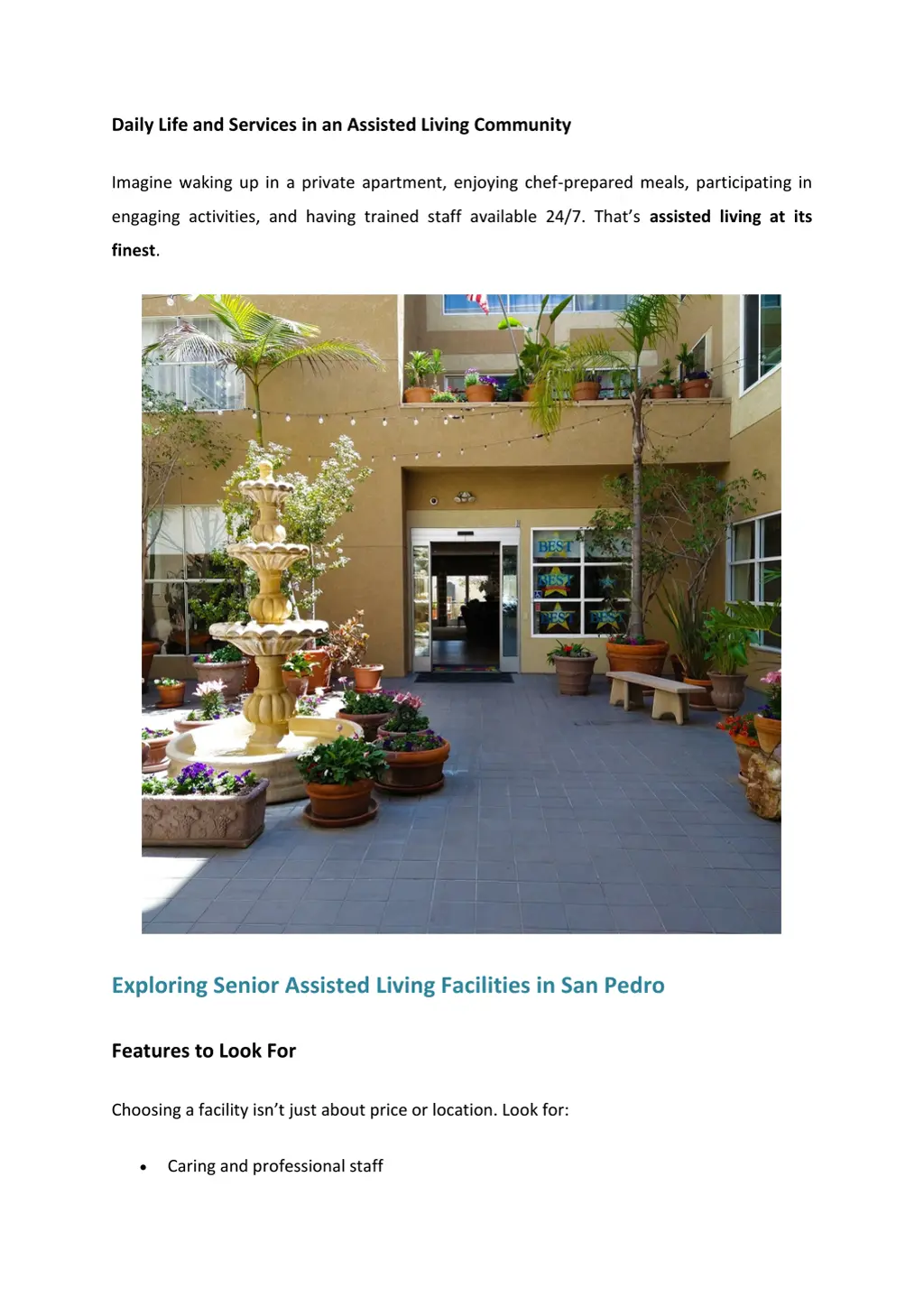 daily life and services in an assisted living