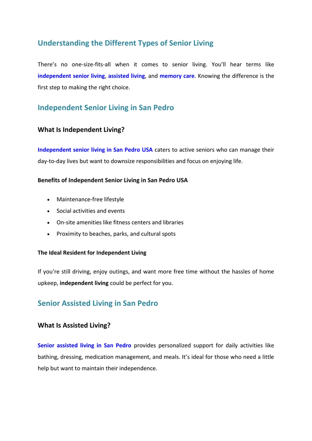 understanding the different types of senior living