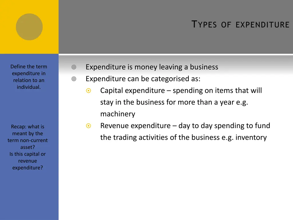 t ypes of expenditure