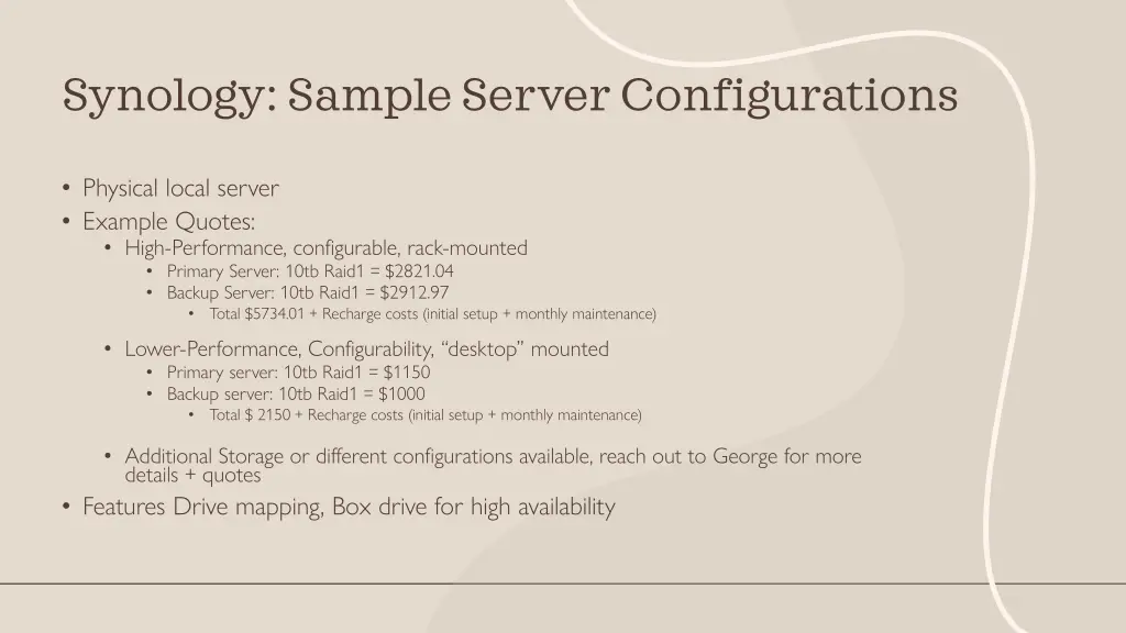 synology sample server configurations