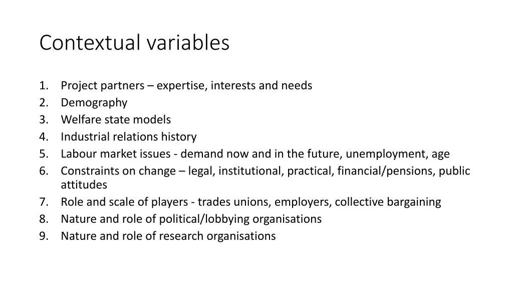 contextual variables