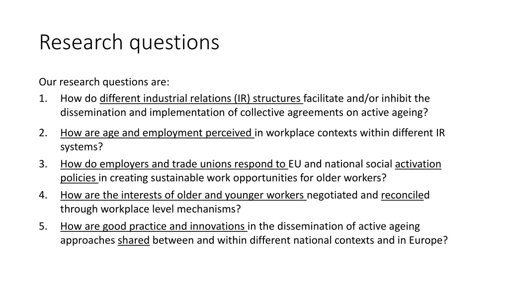 research questions