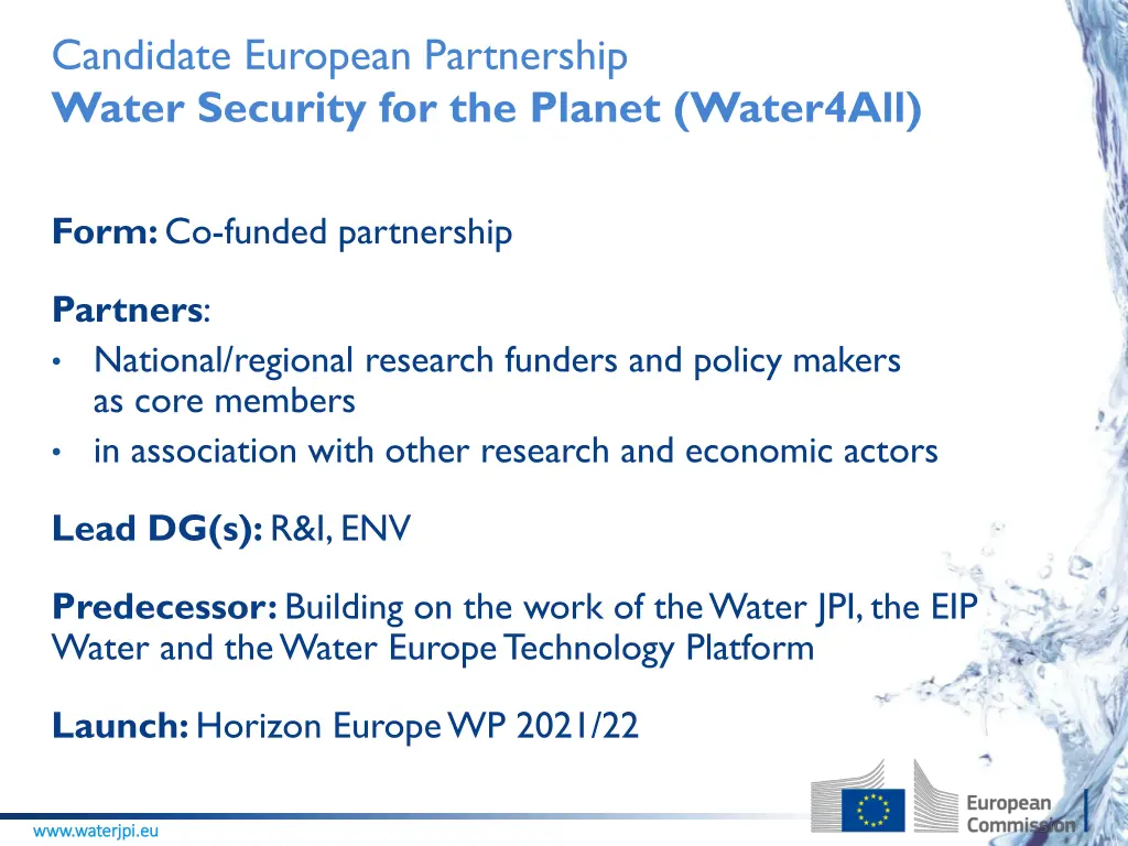 candidate european partnership water security