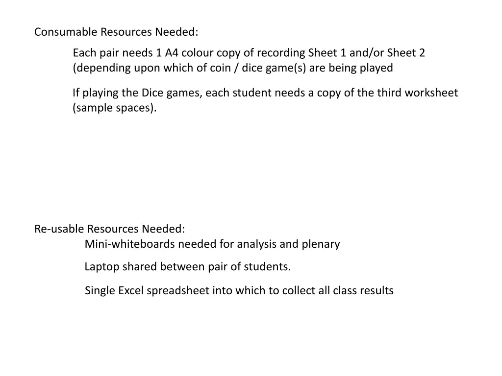 consumable resources needed