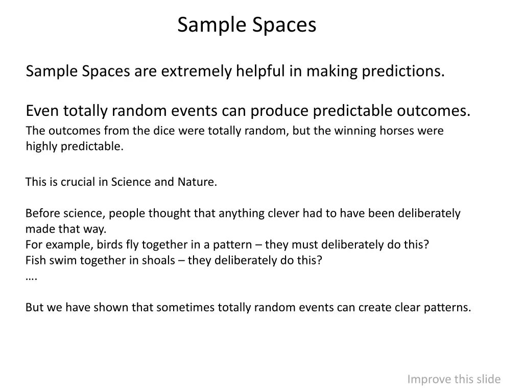 sample spaces