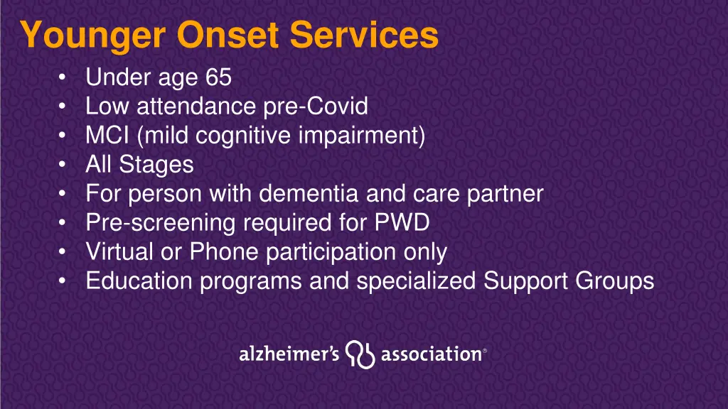 younger onset services under