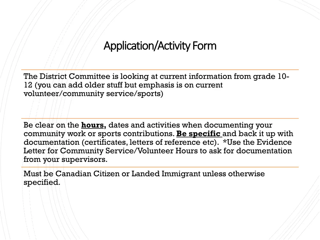 application activity form application activity