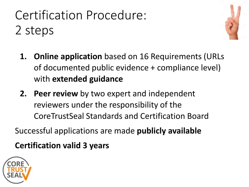 certification procedure 2 steps