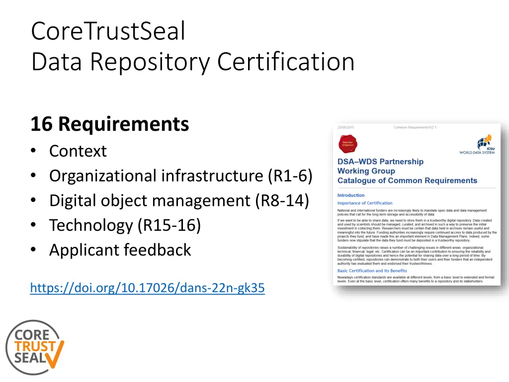 coretrustseal data repository certification