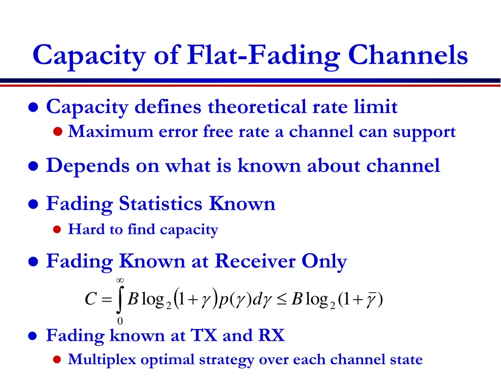 capacity of flat fading channels
