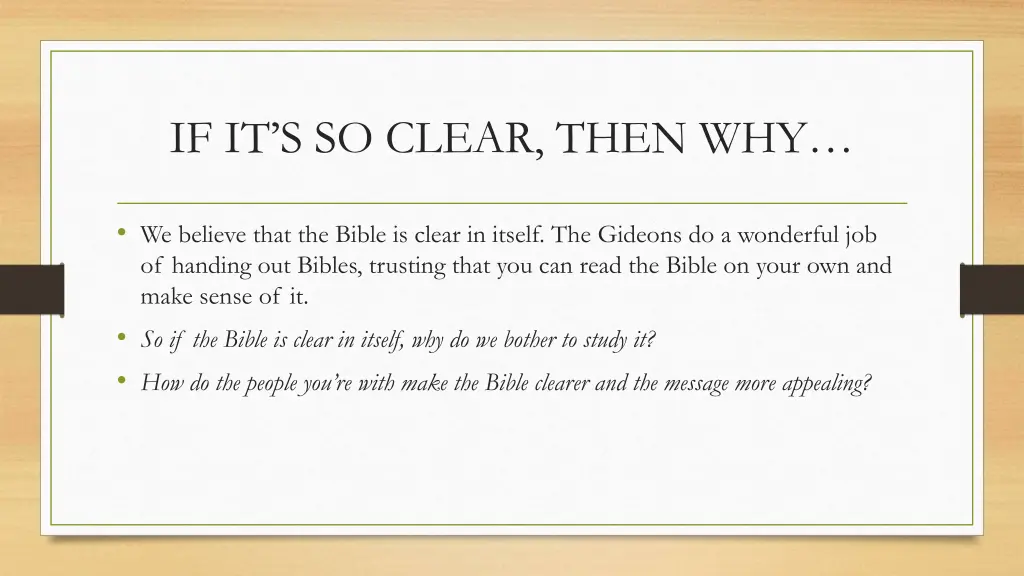 if it s so clear then why