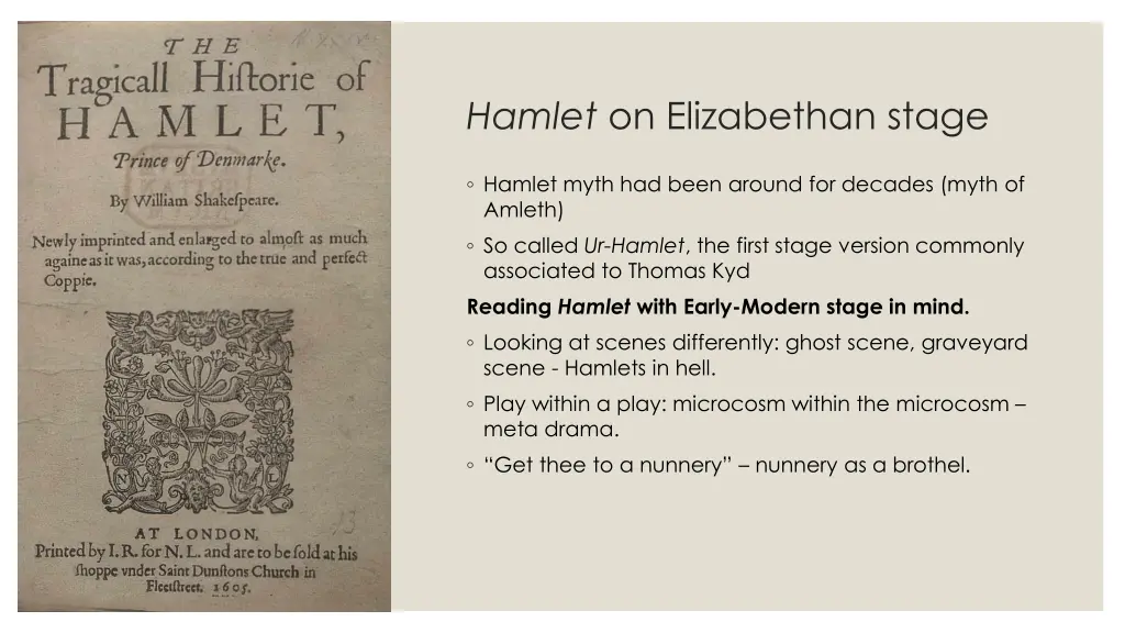 hamlet on elizabethan stage