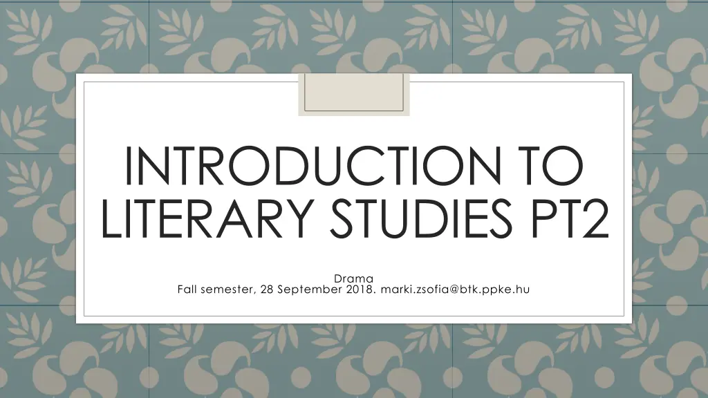 introduction to literary studies pt2