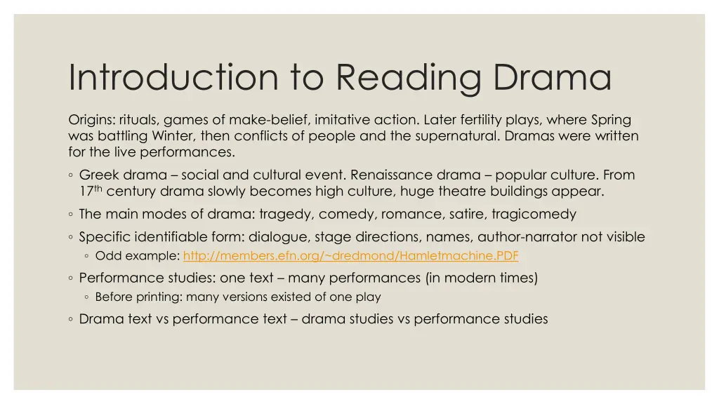 introduction to reading drama
