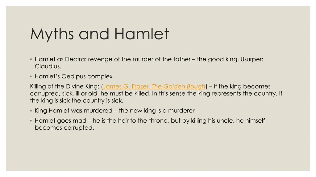 myths and hamlet