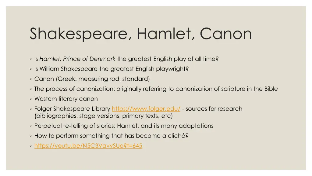 shakespeare hamlet canon