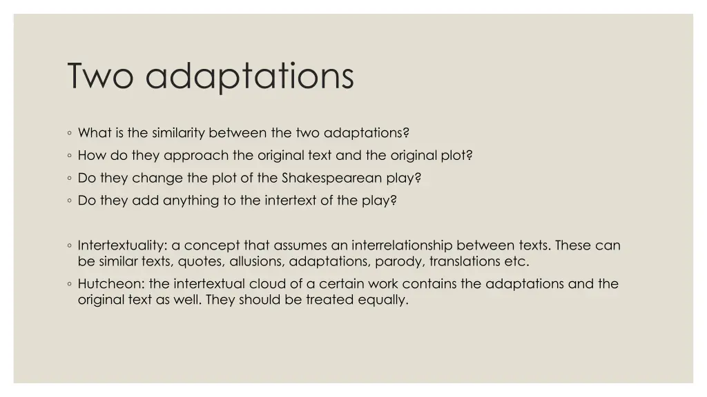 two adaptations