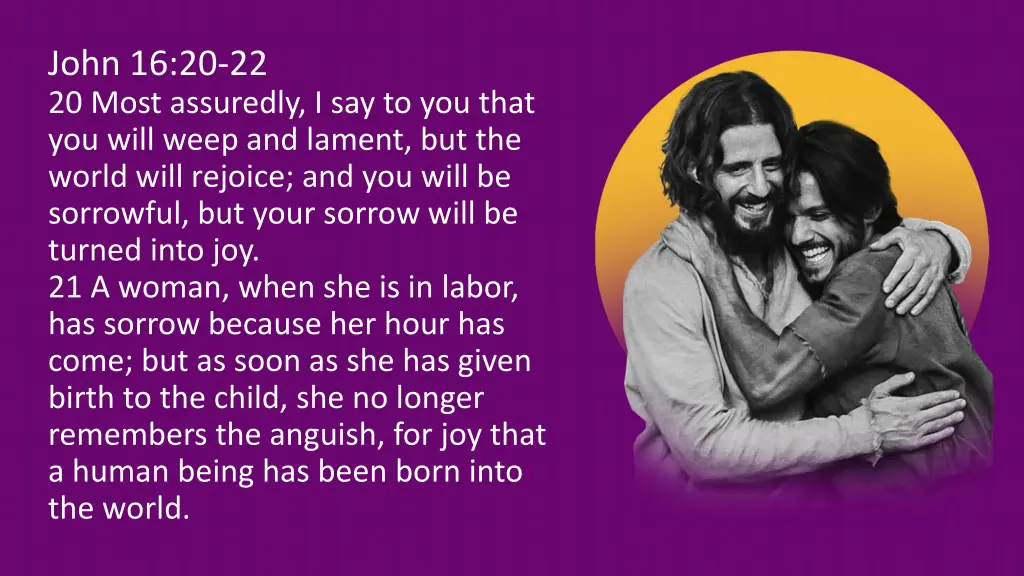 john 16 20 22 20 most assuredly i say to you that