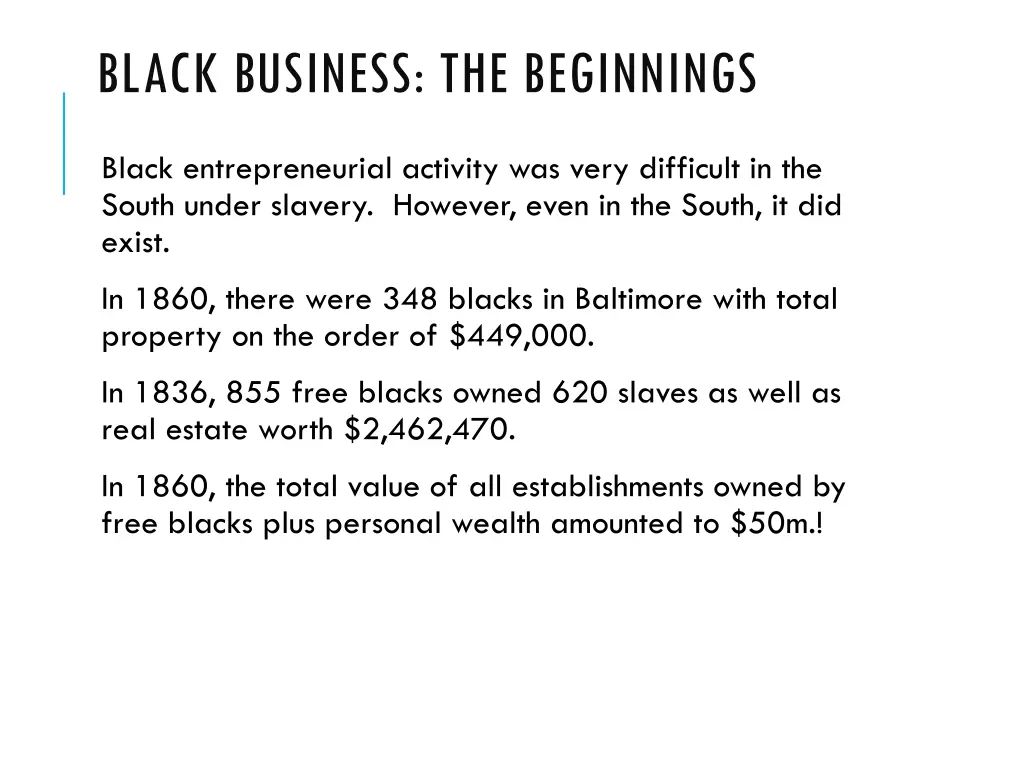 black business the beginnings