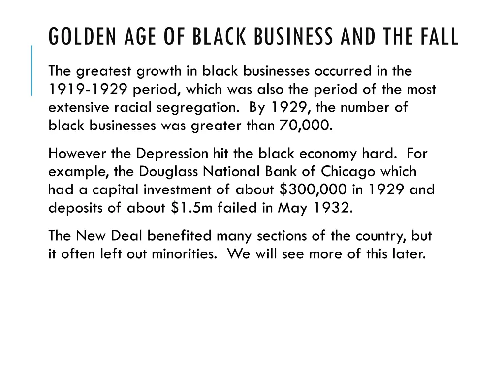 golden age of black business and the fall