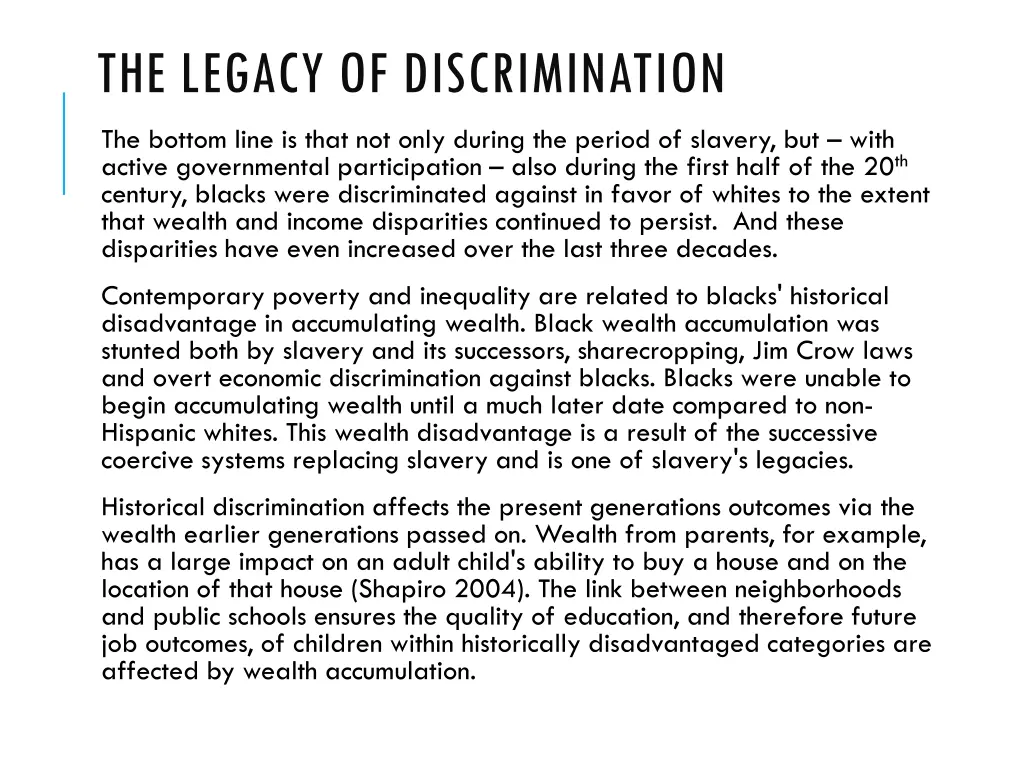 the legacy of discrimination